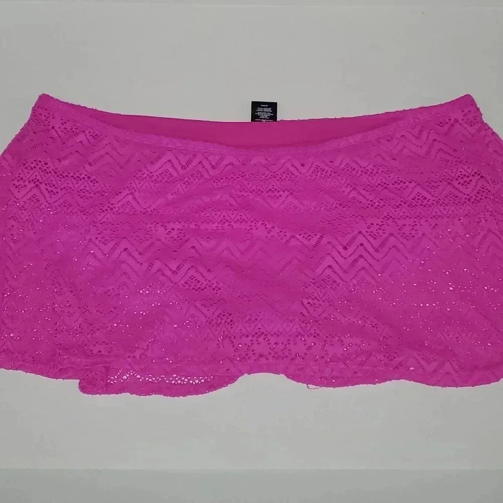 Catalina Magenta Crochet Swim Skirt Womens Size 3x 22W/24W - Picture 1 of 6
